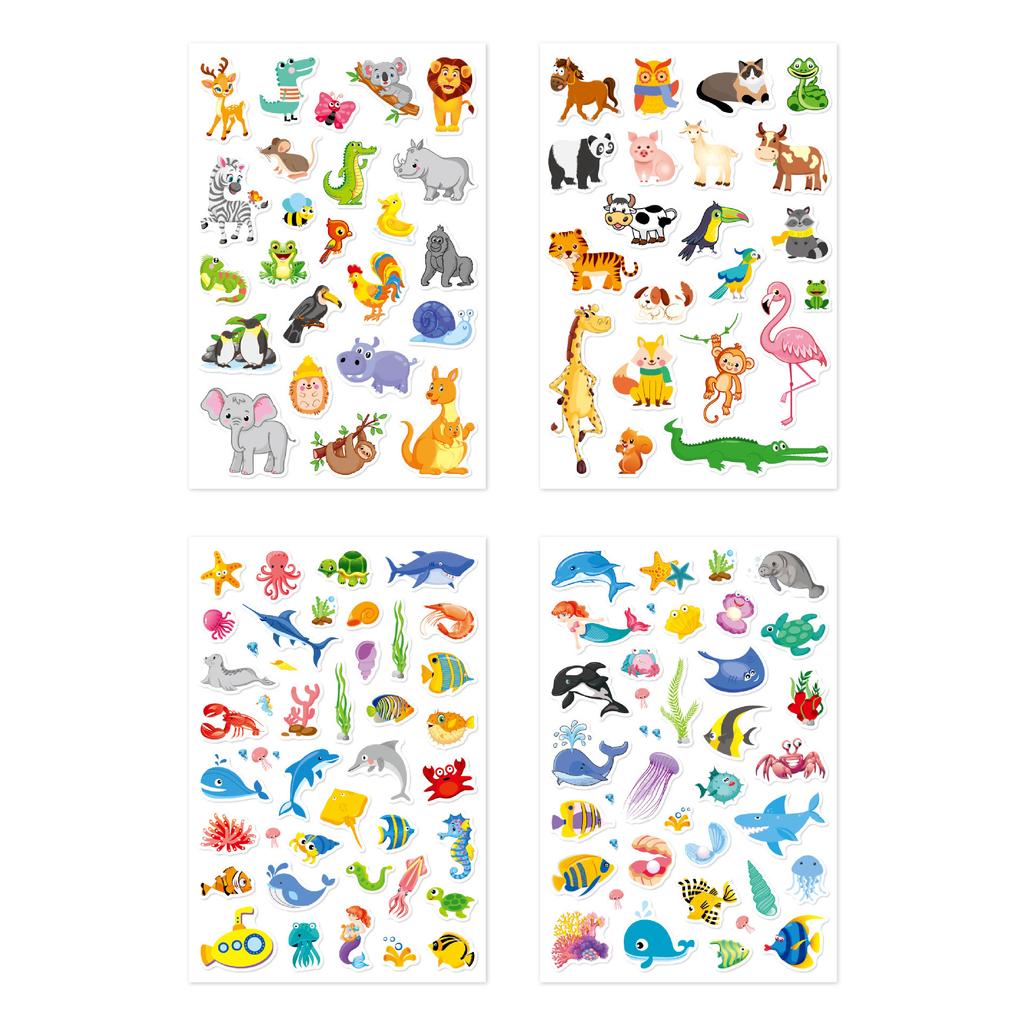 5 Sets of Stickers for Boys and Girls, Children's Water Cups, Window Stickers, DIY Cute Animals, Unicorns and Dinosaurs