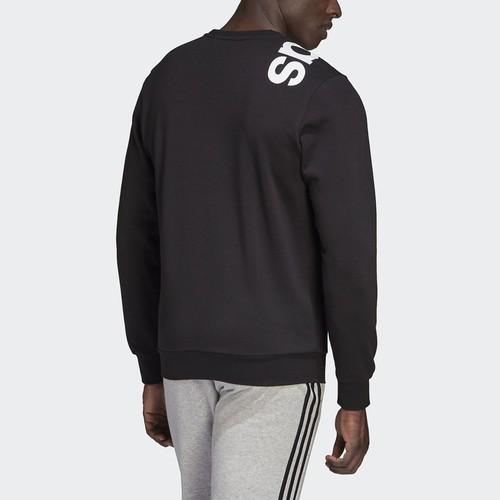 adidas Casual Sports Crew Neck Pullover Knit Sweatshirt for Men, Black