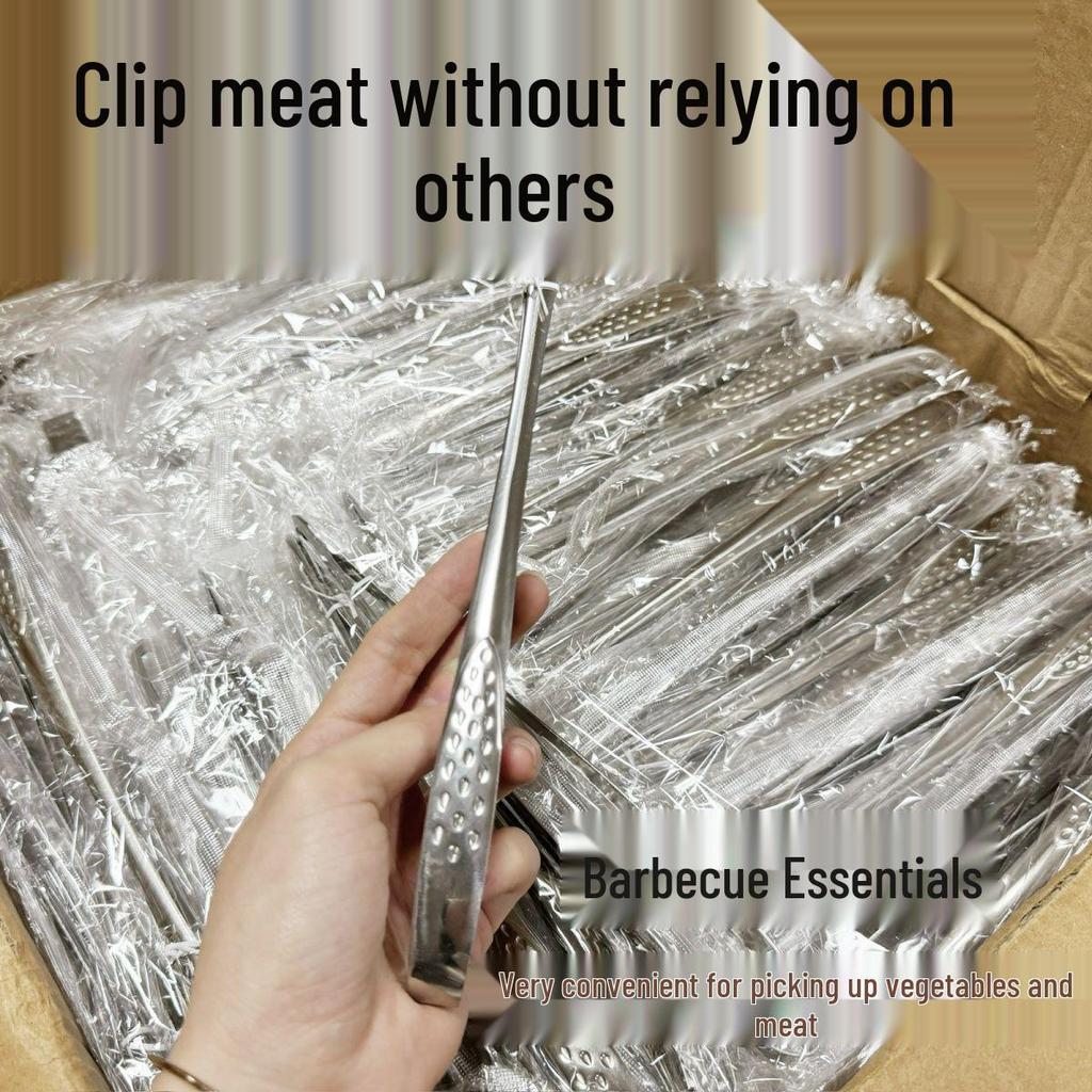 304 Stainless Steel Food-Grade BBQ Tongs for Grilling, Buffet, Bread, and Strawberries