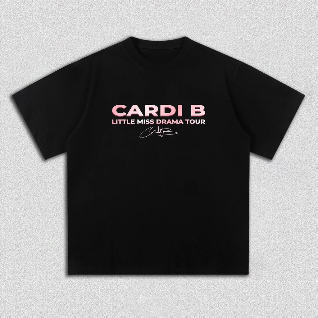 Cardi B Inspired Little Miss Drama Tour 2026 Cotton Unisex Shirt Summer Oneck Men Y2k Hip Hop Short Sleeve Tshirt Fan Gift