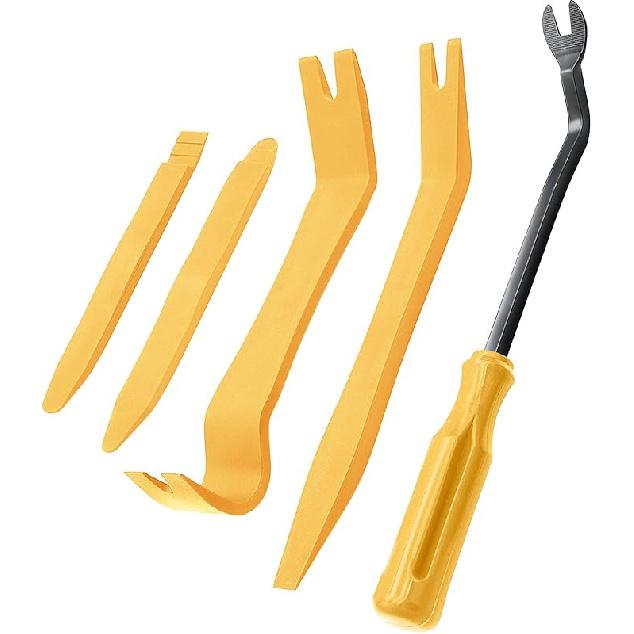 5 Pcs Car Trim Removal Tool Kit Upholstery Tools, Auto Clip Removal Pry Tool For Door Dash Dashboard Panel Fastener Remover, Push Pin Puller Body