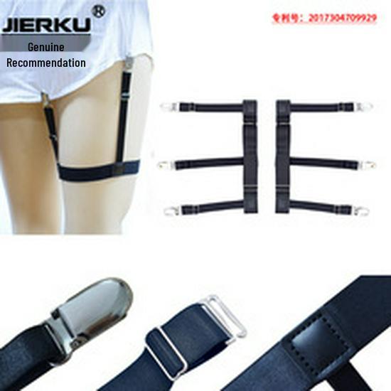 Men's Nylon Garter Belt: Wrinkle-Resistant Black Shirt Leg Ring