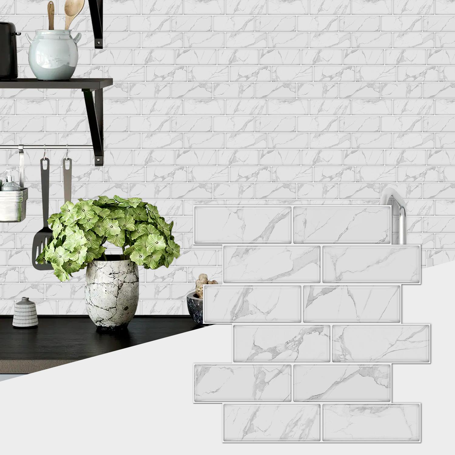 

Marble Splicing Special-Shaped Pvc Wall Sticker, Self-Adhesive Waterproof Kitchen Bathroom Wall Decoration Wallpaper Tile Sticker 1 piece