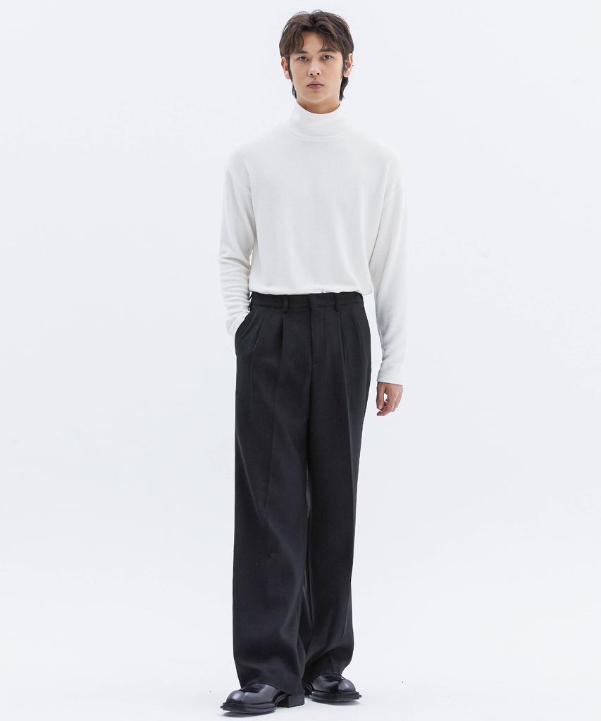 TRIP LE SENS Fw Comfort Double-Pleat Slacks_Charcoal