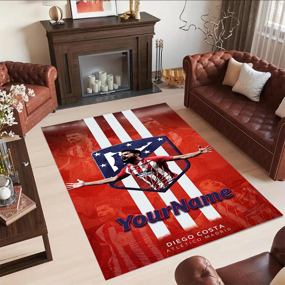 Atletico Madrid Customized Name Carpet Perfect for Foyer Game Room Balcony Dormitory Antislip Carpet Anime Office Decor Gift for Festivals