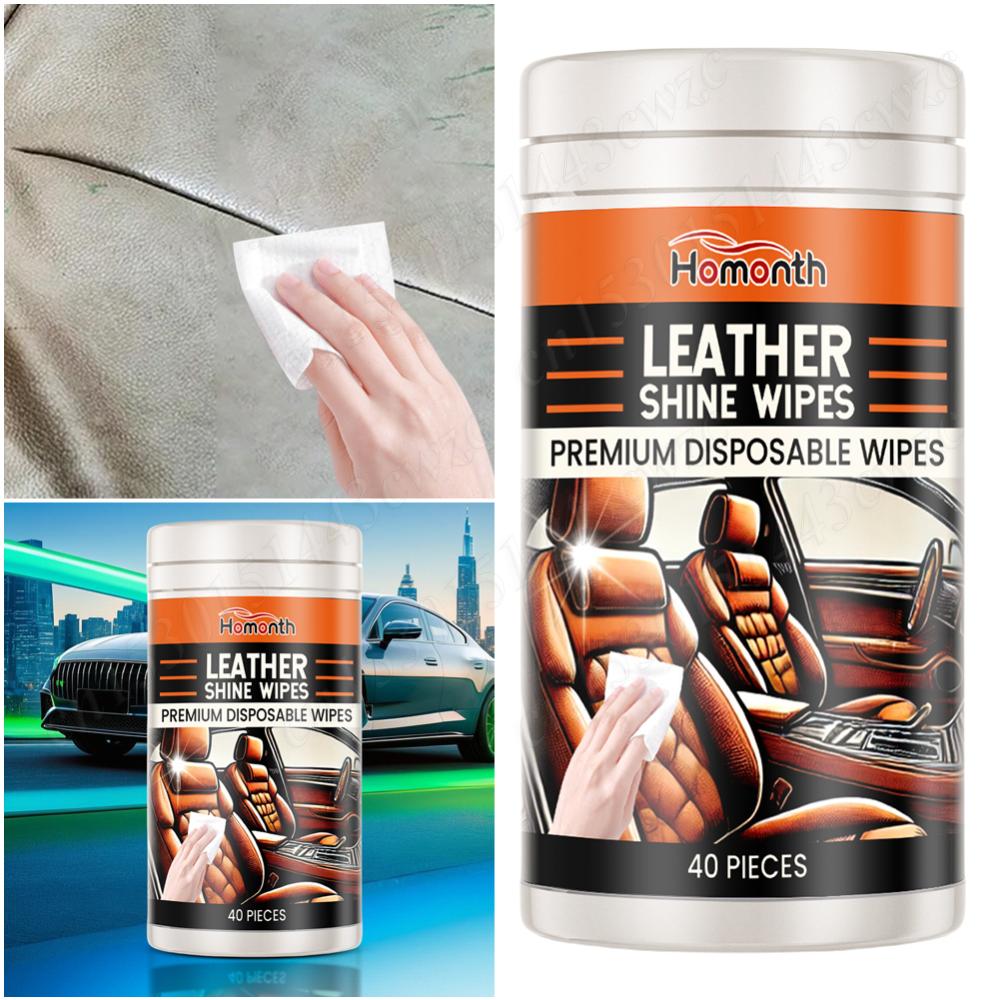 40Pc Leather Cleaner&Conditioner Wipes Leather Cleaner Wipes Car Leather Wipes Conditioning Wipes Dashboard Console Dust Remover