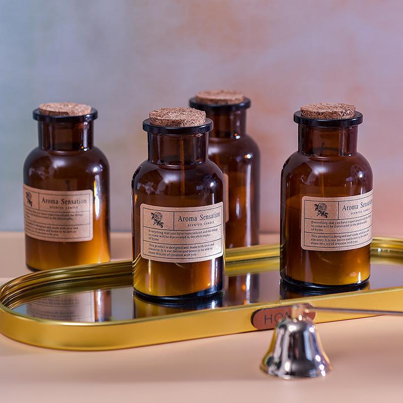 Niche Brown Apothecary Bottle Unscented Candle Wedding Souvenir Simple Creative Scented Candle