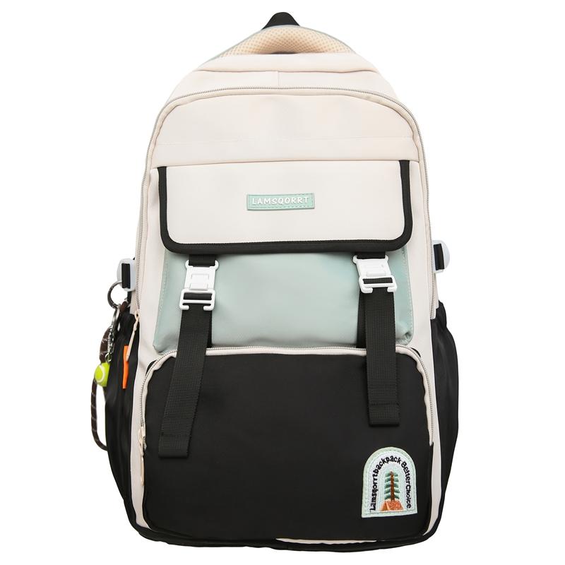 Student Skolväska Ryggsäck Stor Kapacitet Dam Färgblock Ryggsäck