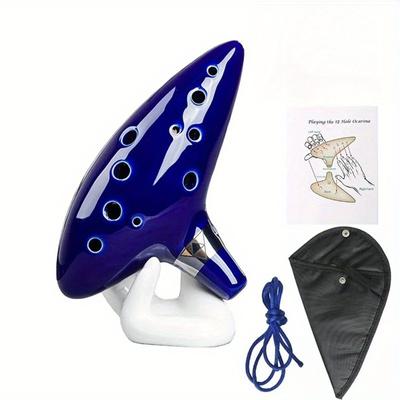 Ocarina Flüt 12 Delik, Mavi Nefesli Çalgı Alto C, Doğal Ses, Öğrenmesi Kolay, İnce, Yeni Hediye