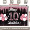 2D 10th Birthday Backdrop, Pink Sparkle Drip with Balloons Photography Background