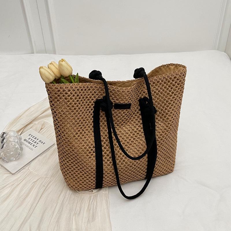 

2026 Women s Large Capacity Woven Straw Tote - Spring Summer Beach Vacation Shoulder Bag хакі
