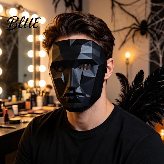 Halloween Mask Geometric Mask Polygonal Cool Party with Mesh Eyes Breathable Vision Black White Cosplay for Masquerade Costume Accessory