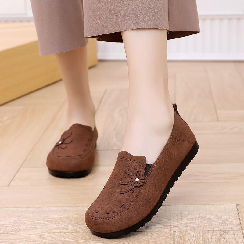 

Feerldi Slip-on Shoes Faux Sudede Mom Loafers 2025 Spring Soft Soled Moccasins Non-slip Ladies Ballet Flats 40 кофейный