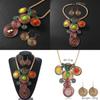 Jewelry Set With Crystal Beads And Aluminum Wire Handcrafted Flower Pendant For Women