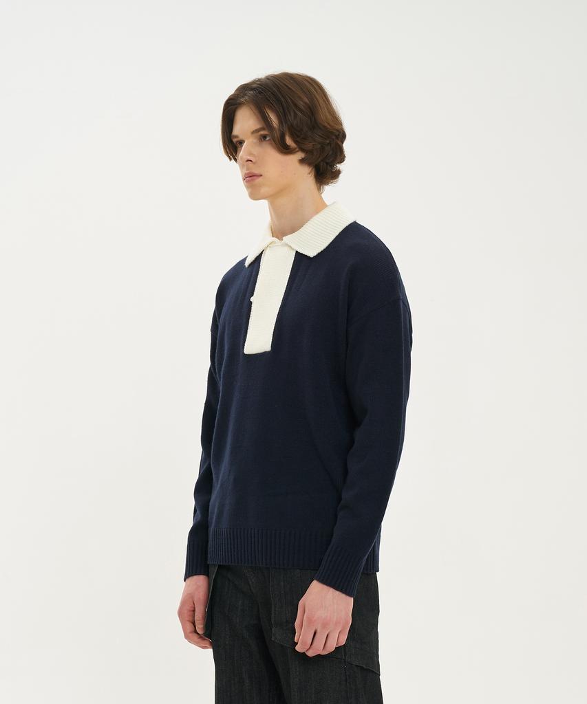 BLOND9 Wide Polo Knit_Navy