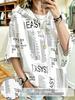 Newspaper print all over loose shoulder sleeve hoodie European and American retro street style plus size women newspaper print hoodie