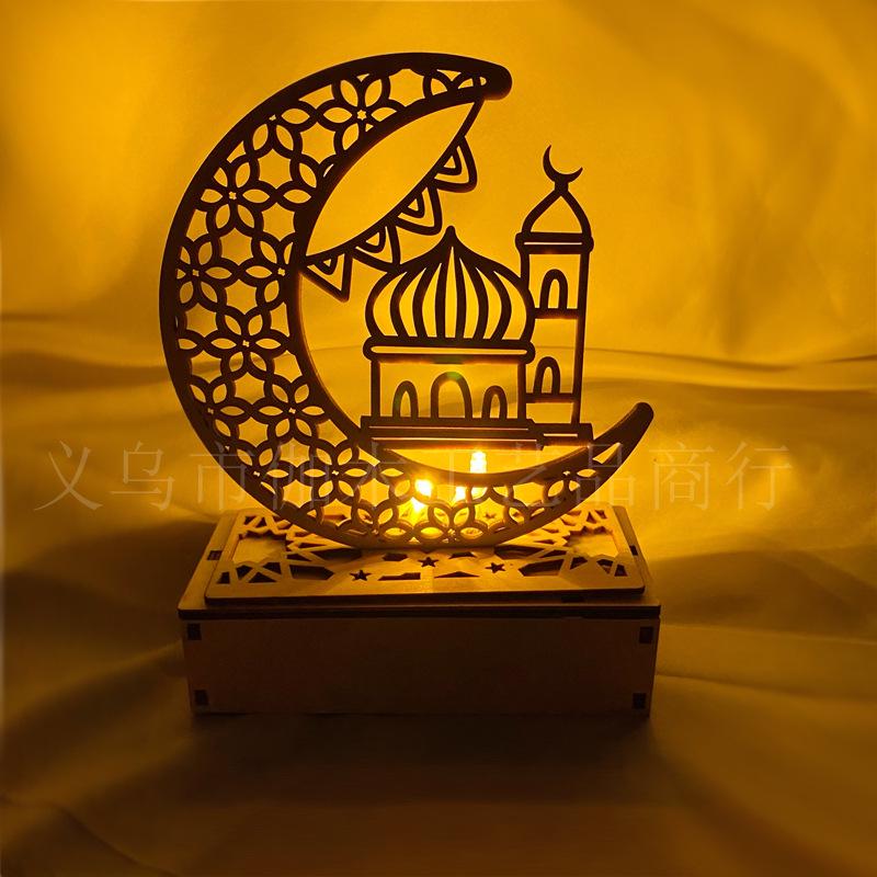 Украшения на Рамадан Фестиваль Деревянные Лунные Звездные Огни Деко Украшения для Спальни Рамадан 2023 Освещение для Вечеринки Рамадан Декоративные Лампы