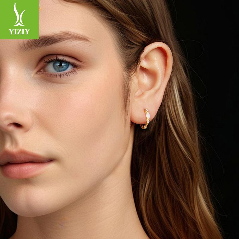 Moissanite Simple Opal Earrings, Earrings, Elegant Niche Temperament S925 Sterling Silver Earrings