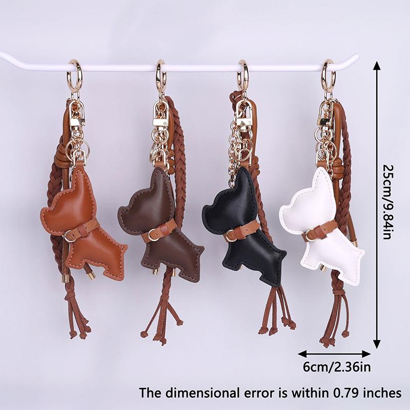 Skórzany breloczek z pieskiem dla kobiet ozdoba kreatywny wisiorek ze sznurka prezent dla studentów przyjaciół rodziny