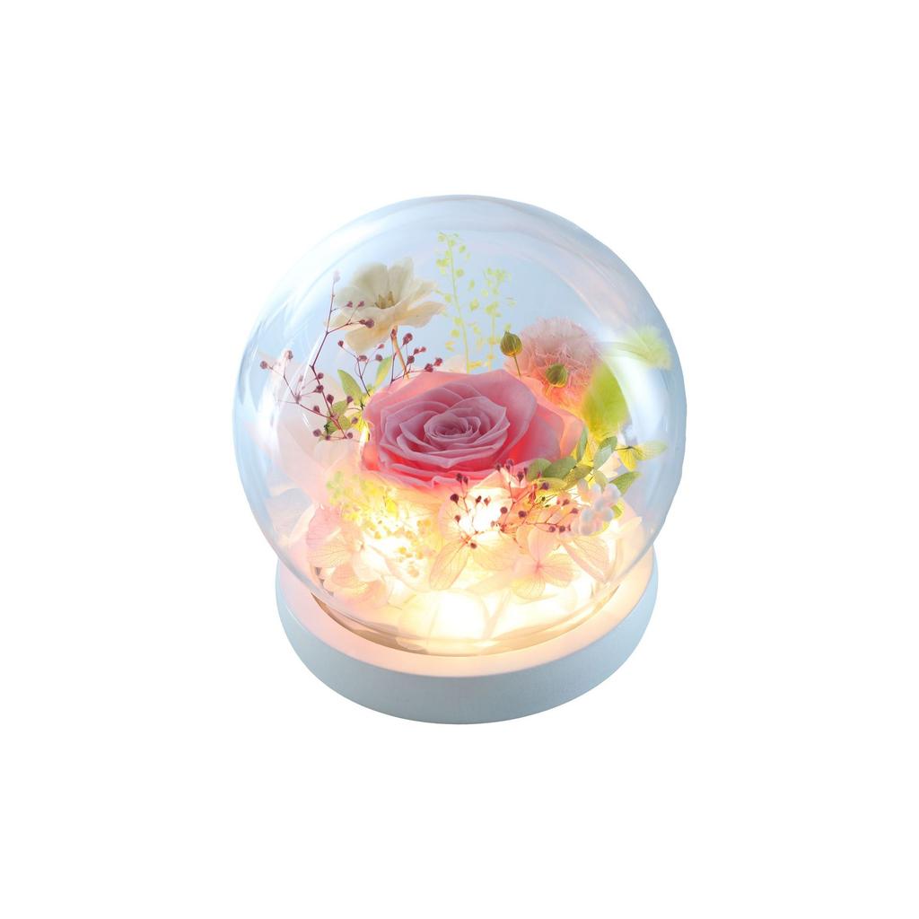 Eternal Flower Spherical Glass Cover Rose Dried Flower with Lamp Base Yunnan Commemorative Real Flower Simulation Art Floral Art