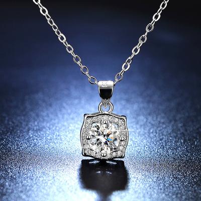 Colier cu Diamant Simulat Mozzarella, Geantă Pătrată Hailui de 1 Carat, Lanț Claviculă cu Pandantiv, Modă Femei