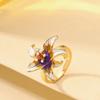 Mori Sweet Temperament Pastoral Style Oil Drop Enamel Glaze Stamen Flower Adjustable Opening Ring High-end Jewelry