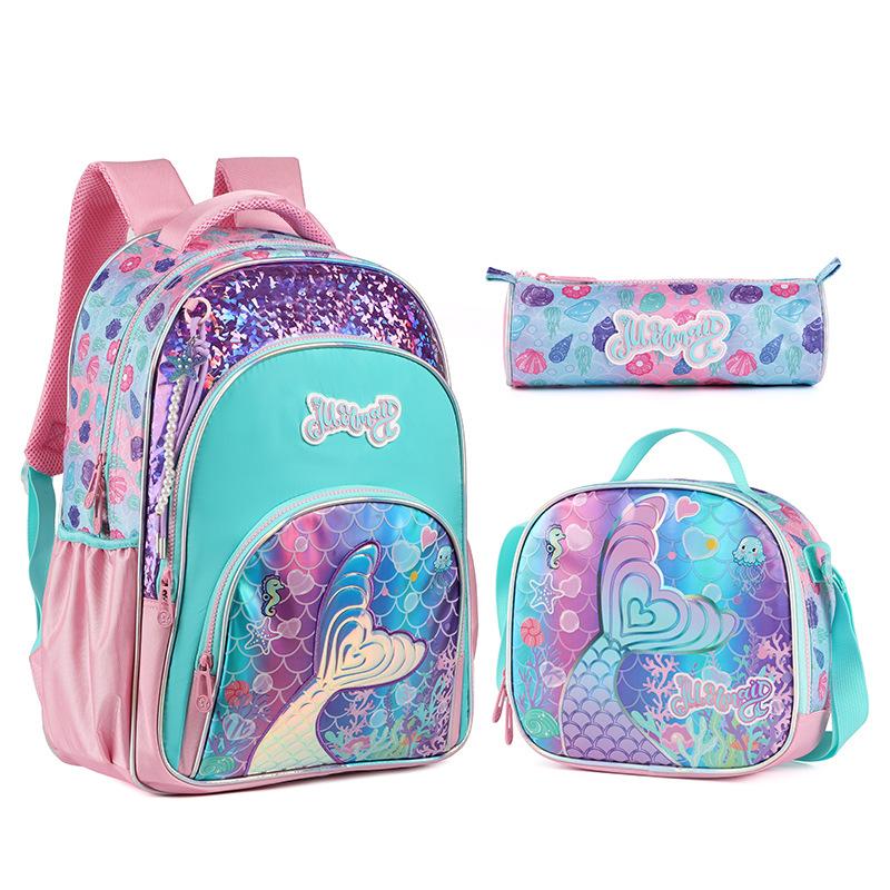Zaini Scolastici per Bambine Set Borsa Scolastica con Borsa Pranzo Astuccio Zaino per Studenti Elementari Borsa Libri Carina