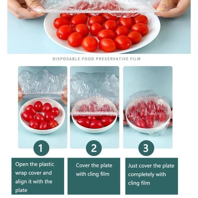 500/100Pcs Colorful Disposable Food Cover Lid Elastic Wrap Fresh Film Bag Disposable Cling Cover Bowl Cover Kitchen Storage Bag