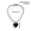 3 Colors Goth Big Love Heart Pendant Necklace for Women Trendy Punk Round Beads Chain Grunge Y2K Jewelry Accessories Steampunk