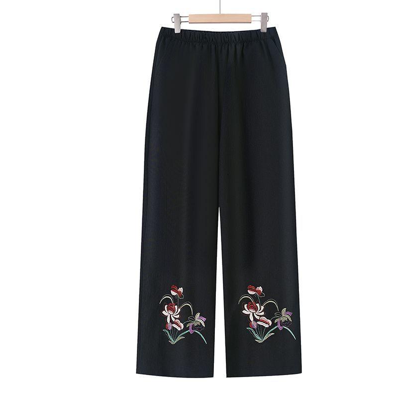Casual Pants Summer Embroidered Thin High Waisted Loose and Fashionable New Pants
