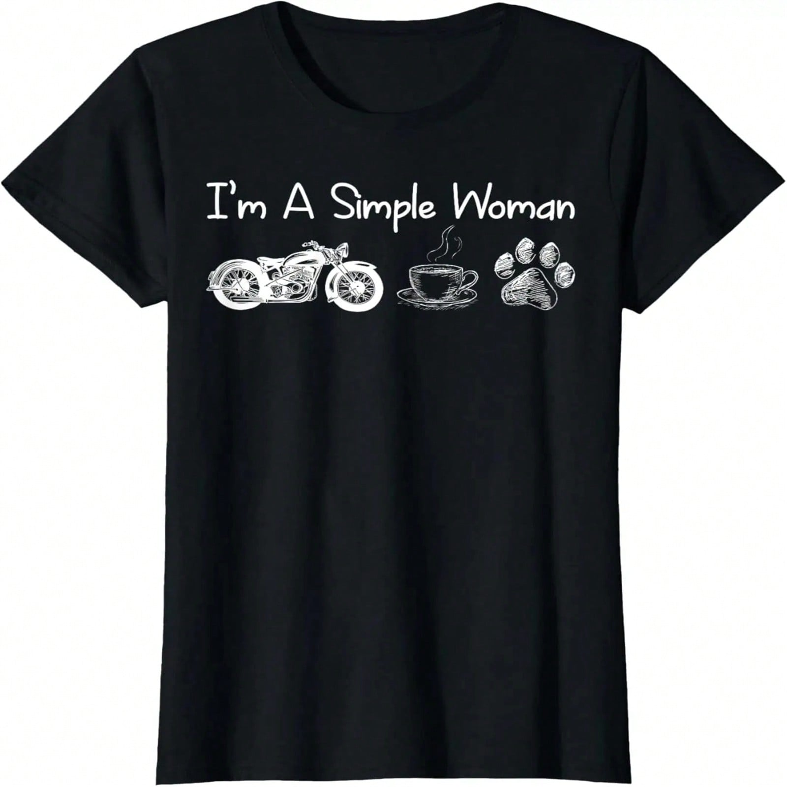 I m A Simple Woman Motorcycle Coffee Dog T-Shirt S разноцветный