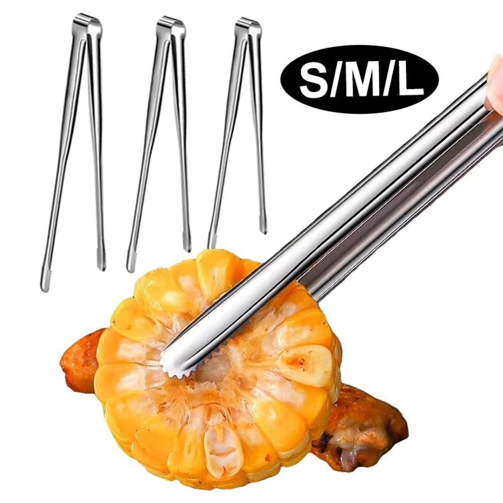 1Pcs 410 Stainless Steel Grill Tongs Non-Slip S/M/L/XL Food Clip Lengthened Multifunctional BBQ Steak Clip Cooking Utensils