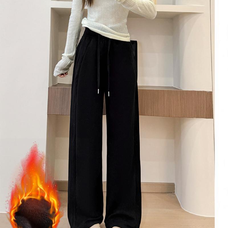 Sporthose für Damen im Herbst und Winter Neue lockere Straight-Leg-Sweathose Schmale Version mit Samt Weitbeinige Hose