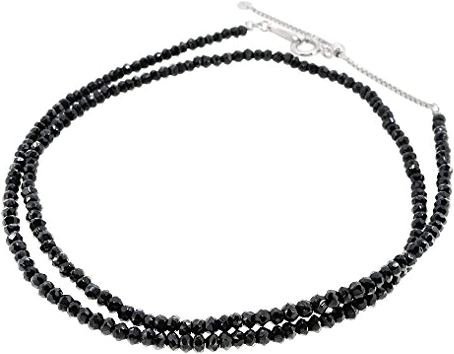

Ожерелье из черной шпинели высшего качества 3 мм Gin no, бриллиантовая огранка, 40 см, натуральный камень августа, серебро 925 пробы [Shinjuku Kura]