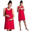 Women's Sleeveless Round Neck Maternity Nursing Dress Loose A Line Midi Pregnancy Nightgown