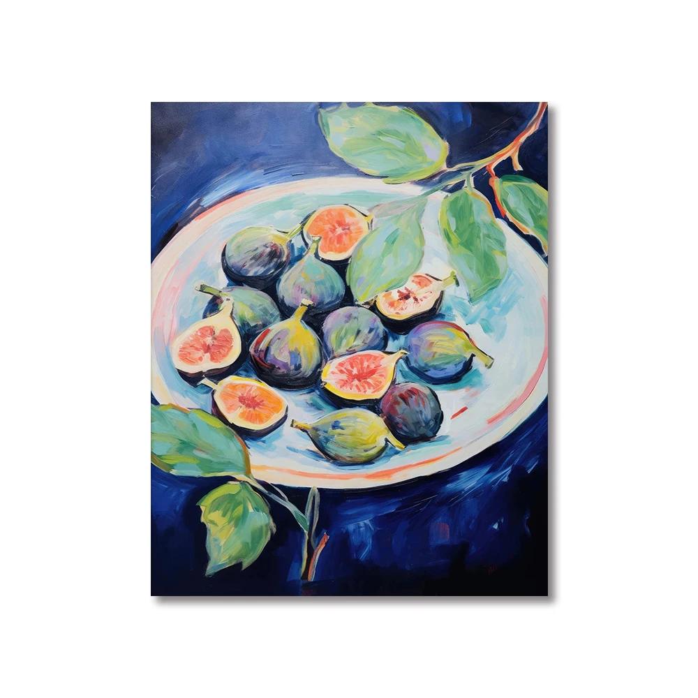 Colorful Modern Abstract Fruit Canvas Prints Maximalist Peach Strawberry Watermelon Wall Art Poster for Living Room Home Decor