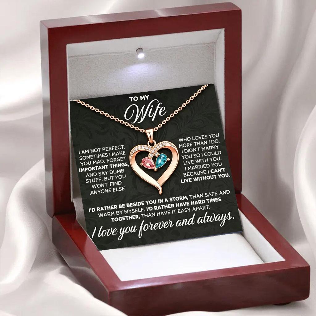 Two-Color Water Drop Zodiac Heart Pendant Necklace with Engravable Name