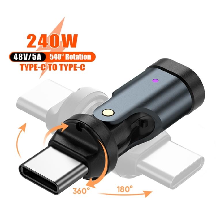 Space Optimized USB C Adapter 540°Adjustable Angle 240W Fast Charging 480Mbps Data Transfer Type C Extender Converters