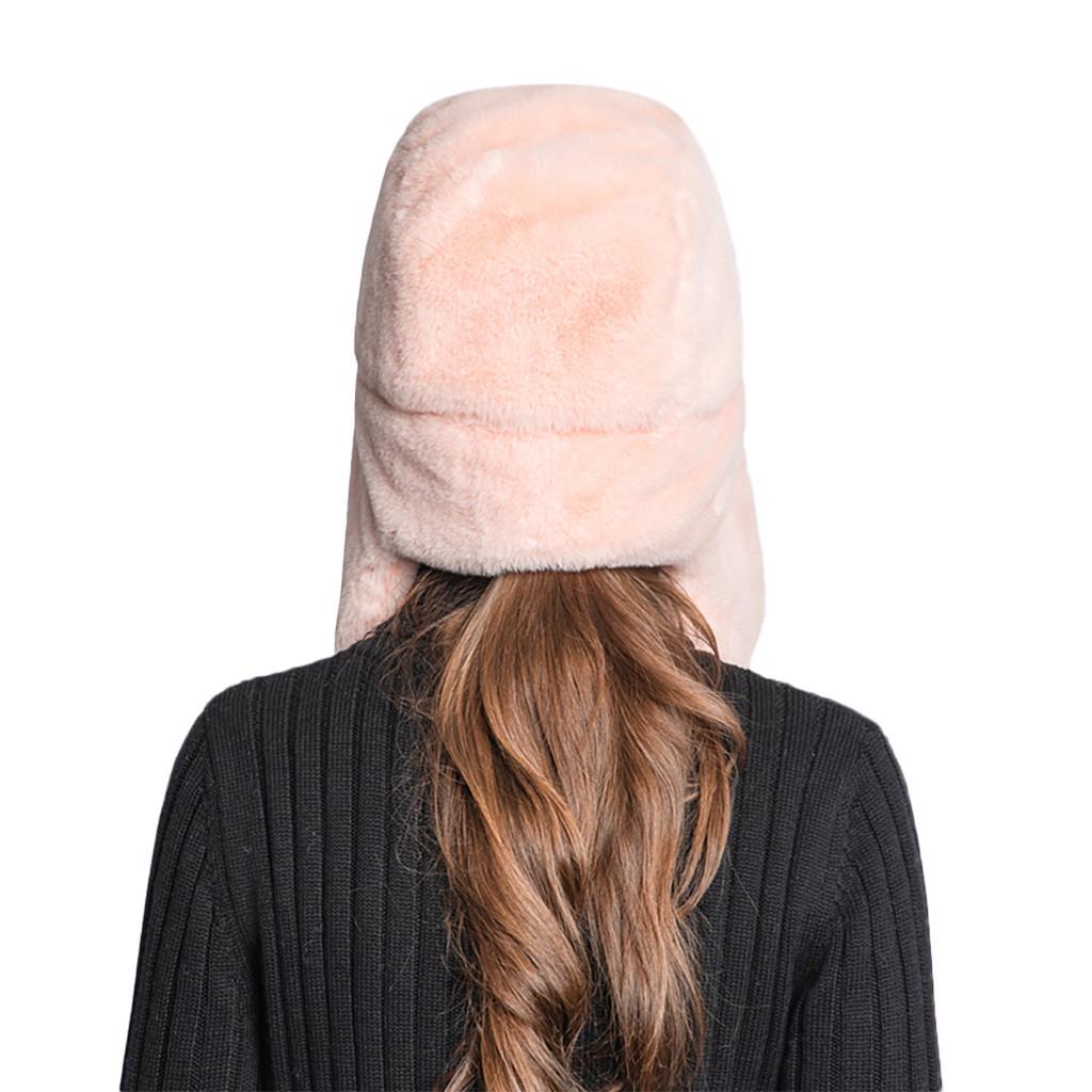 Chapeau d'hiver en peluche pour femme, faux chapeau épais, protège-oreilles, chapeau chaud en peluche