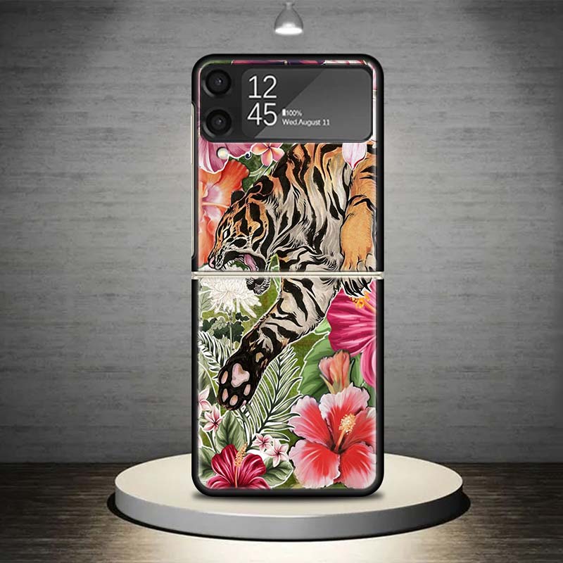 Superior Tiger Pattern Art Phone Case For Samsung Galaxy Z Flip 7 6 5 4 3 5G Shockproof Cover Z Flip7 Flip6 ZFlip5 Flip3 Flip4 L