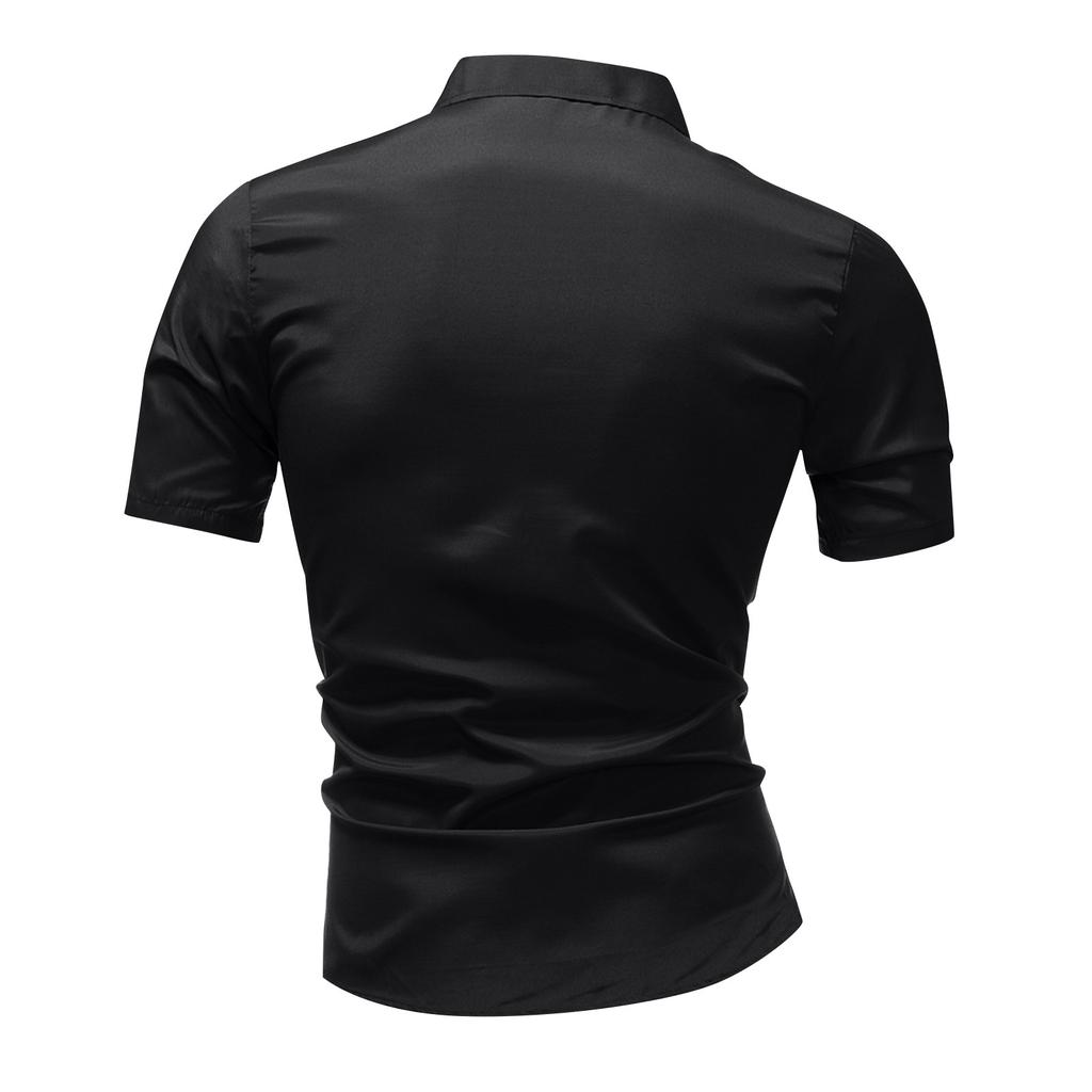 Summer Men's Lapel Button Up Short Sleeved Shirt Daily Casual Top