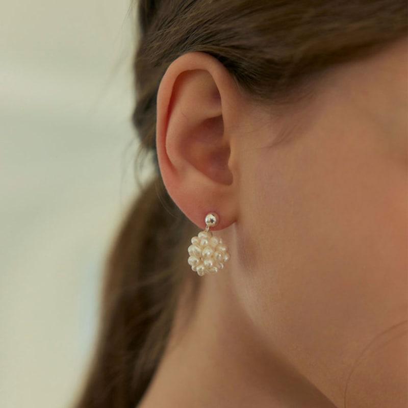 

murmur [925silver]Bubble pearl drop earrings Silver