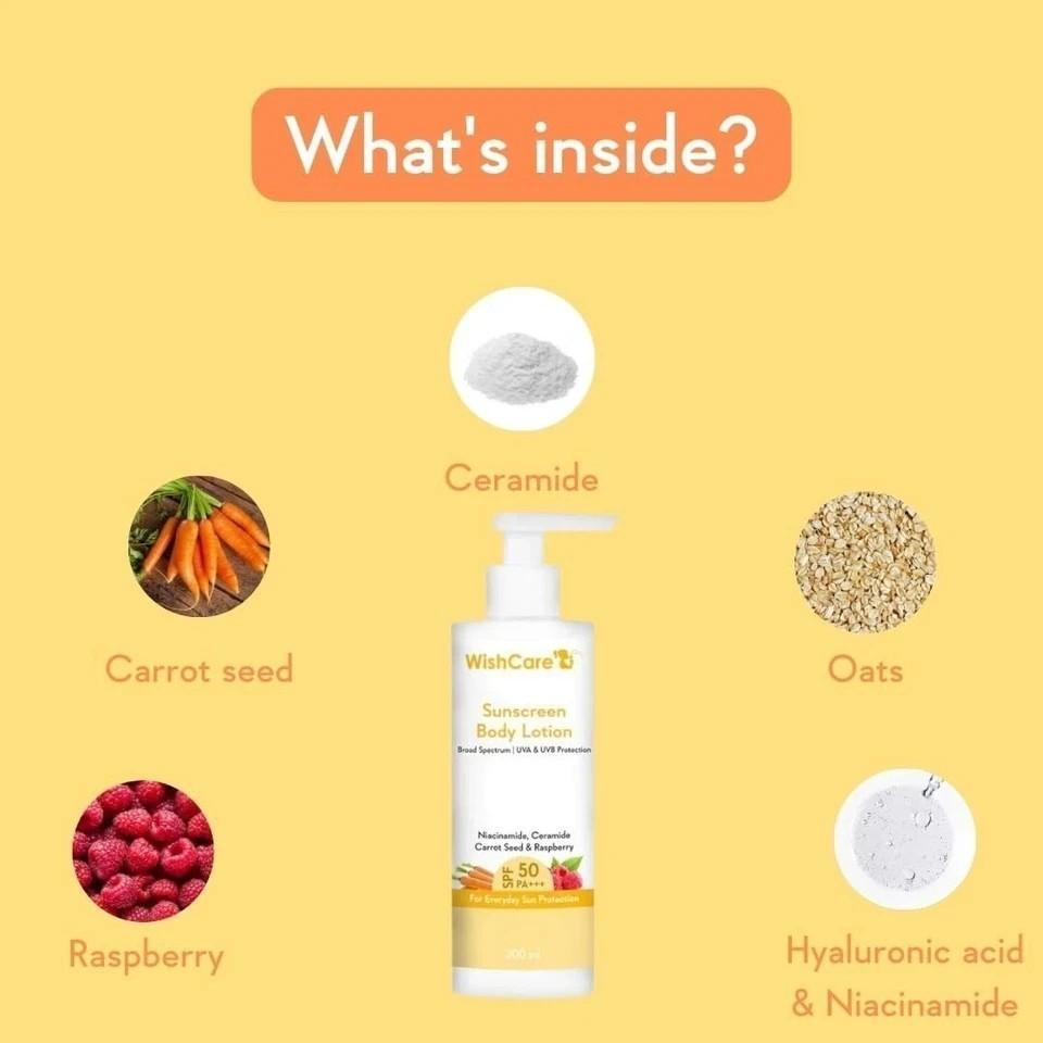 WishCare Sunscreen Body Lotion For All Skin Type with SPF 50 PA+++ | 200ml
