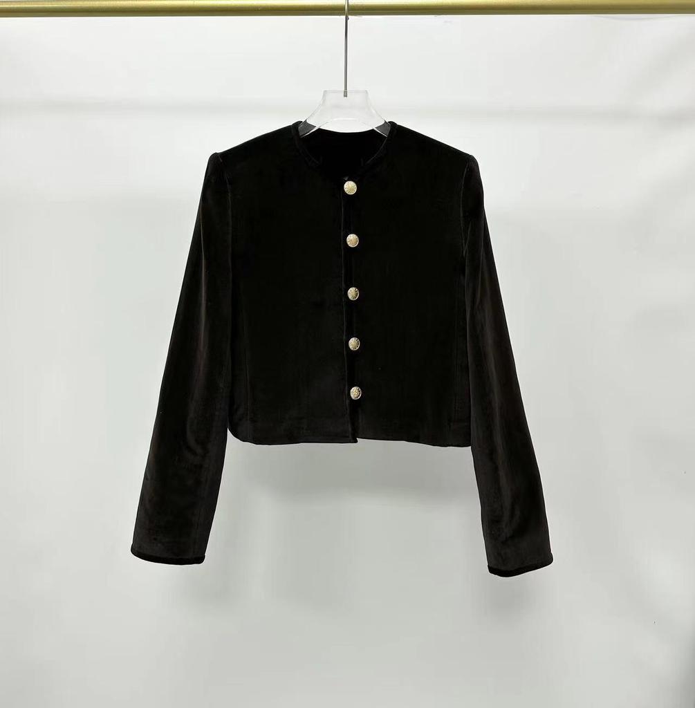 Elegant Dark Brown Single-Breasted Jacket & Skirt Set