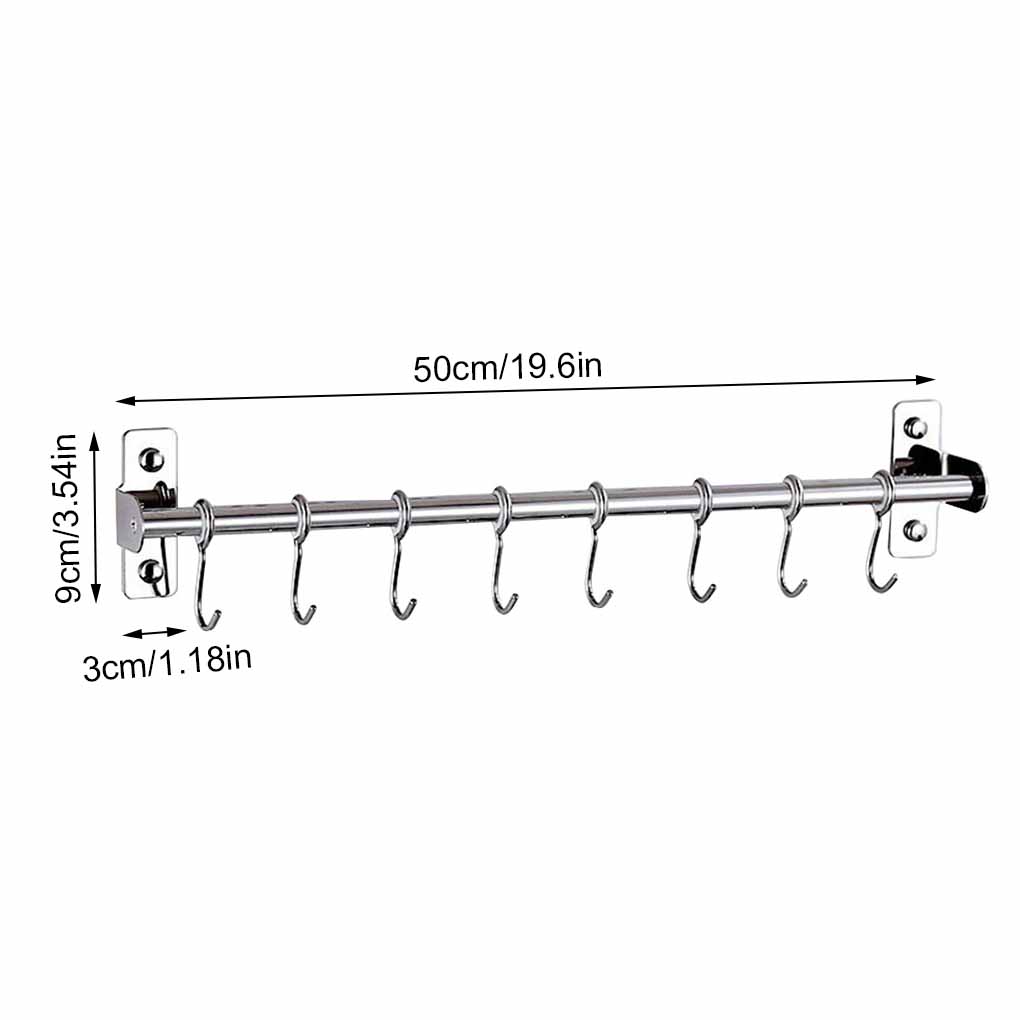 Wandmontierter beweglicher Hakenaufhänger Edelstahl Küchenschiene Handtuchhalter Utensil Hängeregal