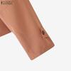 ZANZEA Women Casual Turn Down Collar Loose Long Sleeve Blouse