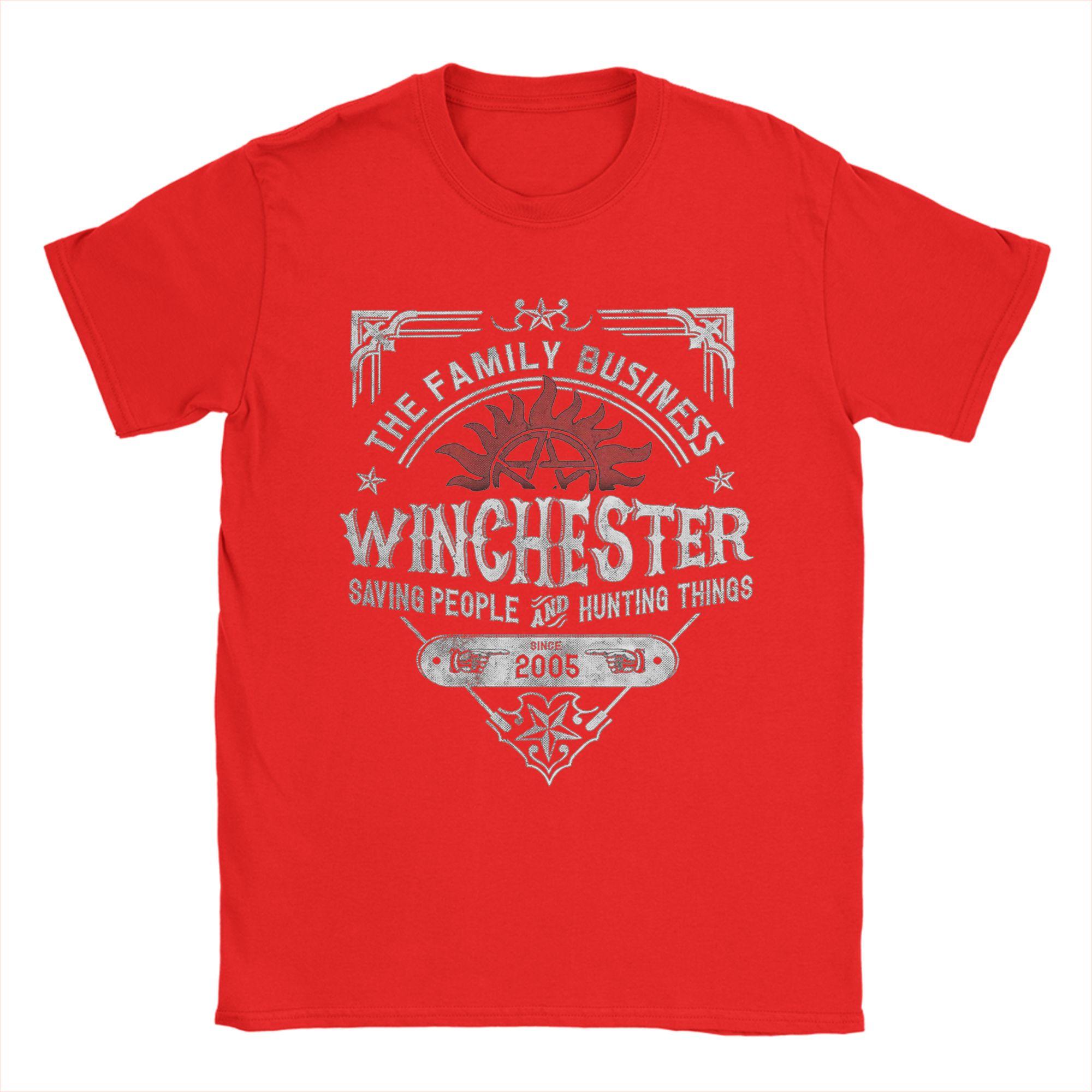 

WINCHESTER Сверхъестественное Футболки Мужские Повседневная 100% Хлопок Футболка Круглый Воротник Короткий Рукав Футболка 4XL 5XL Одежда S