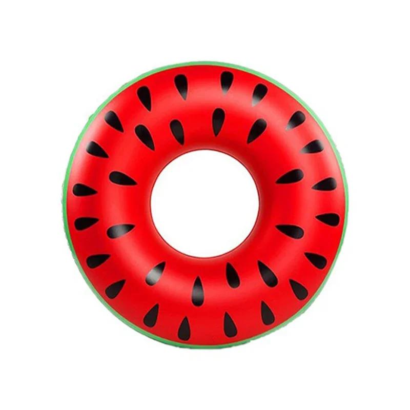 Reinforced PVC Watermelon Swim Ring for Adults Kids Summer Beach Pool Party with Double Stitched Seams and Safety Air Valve