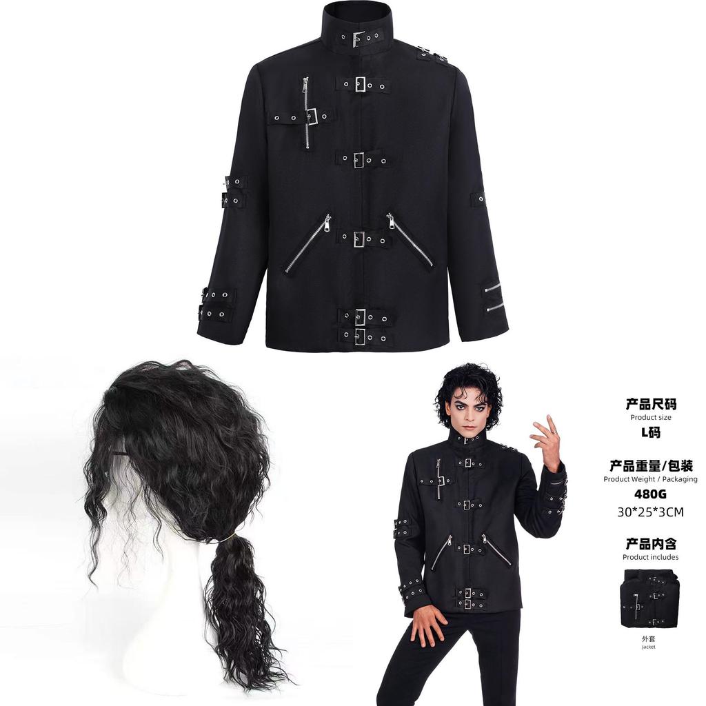 Michael Jackson Dark Style Performance Jacket With Polyester Material For Stage And Party Wear