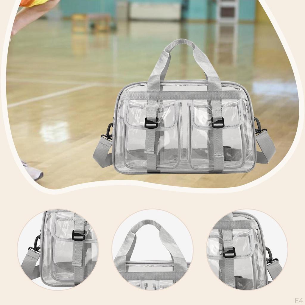 PVC Clear Tote Bag Casual Gym Pouch for Sports Events Beach Commuting Shopping
